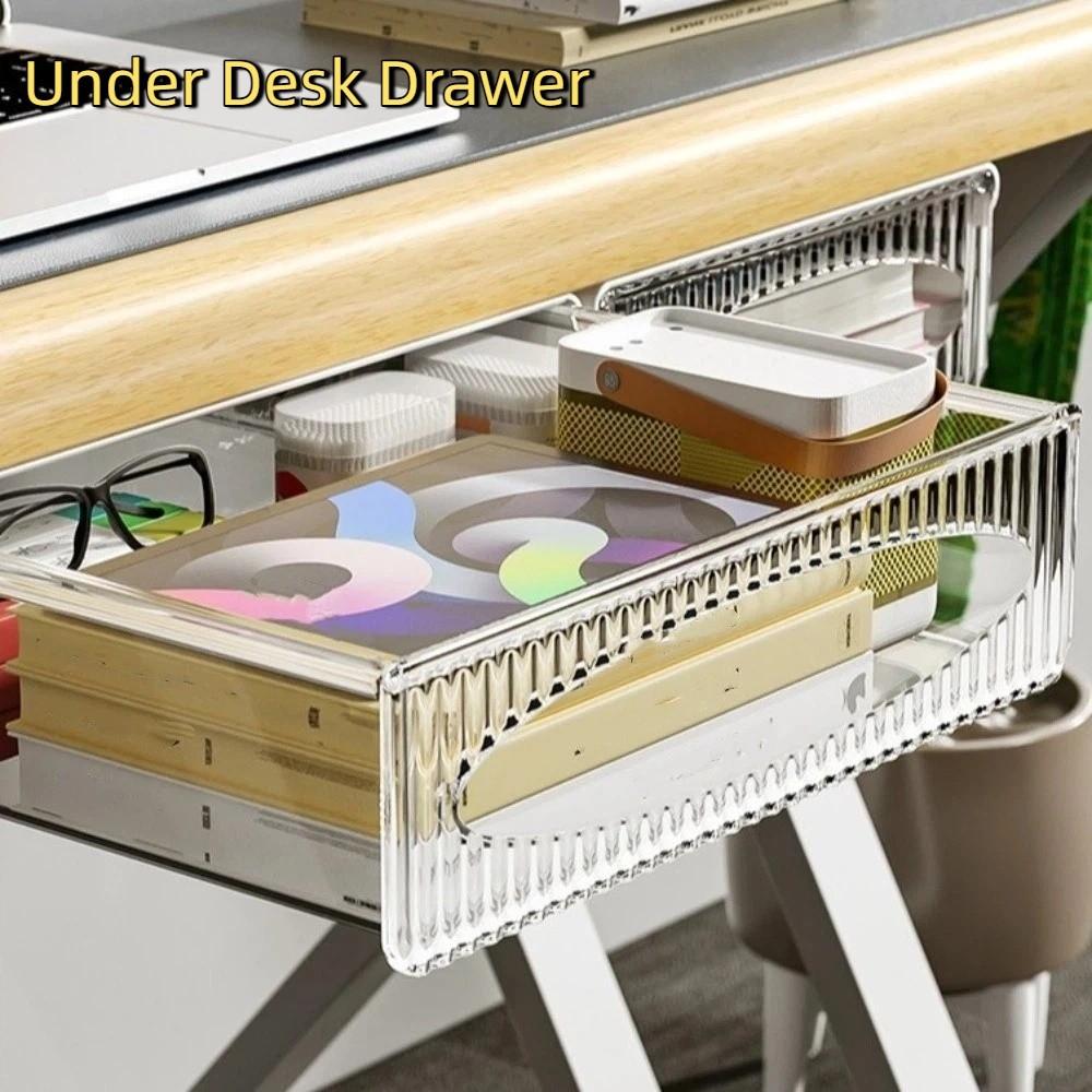 Transparent Under Desk Drawer Large Capacity Desk Organizer Cabinet Storage Drawer  Household