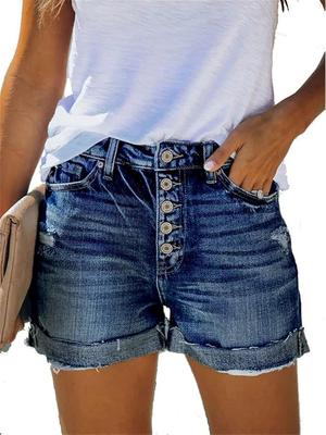 New Elastic Ripped Women's Denim Shorts - 2021 Bestseller