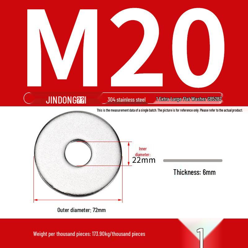 Stainless Steel 304/201/316 Oversized Thick Flat Washer Gasket Screw Washer GB97/GB96