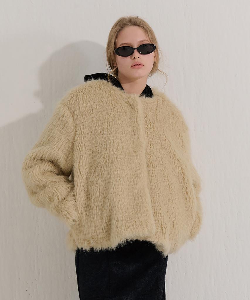 Camino Oversized Fur Jacket Beige