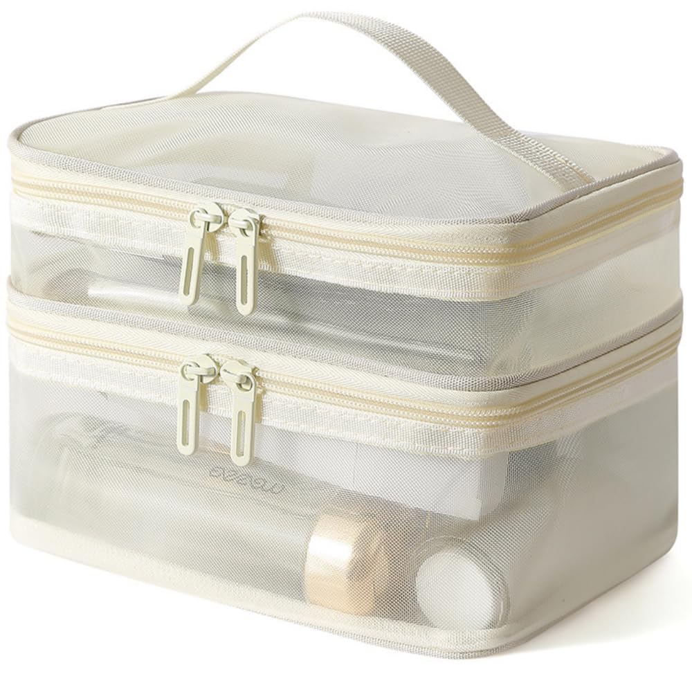 

ARESACHI Косметичка для макияжа, большая вместимость, косметичка, косметичка, коробка, (бежевый) бежевый