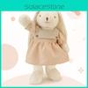 Peluche Lapin Lily Grande Oreiller de Sommeil Cadeau Avec Robe à Carreaux et Décoration Nœud Pour Filles et Enfants
