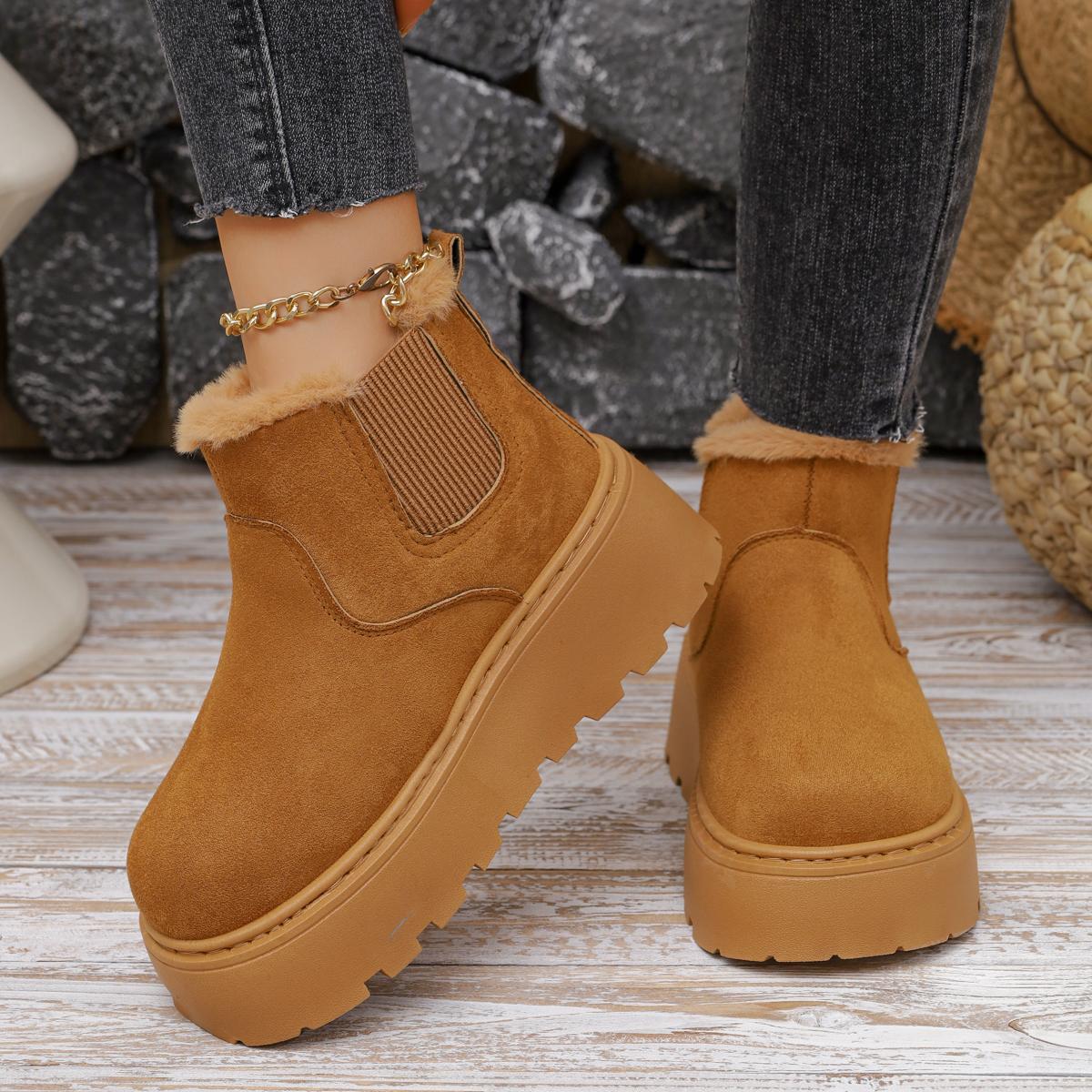 

Новые женские ботинки Короткие плюшевые теплые зимние ботинки Женские зимние ботинки на плоской подошве Платформа Женская обувь Женские повседневные меховые ботильоны челси 37