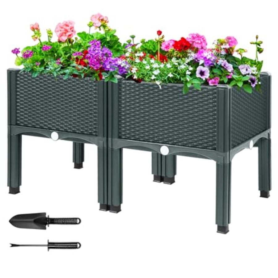 

Raised Garden Bed with Drainage Elevated Planter Box Plastic Raised Beds for Gardening Vegetables Herb Flowers Perfect for Indo United States
