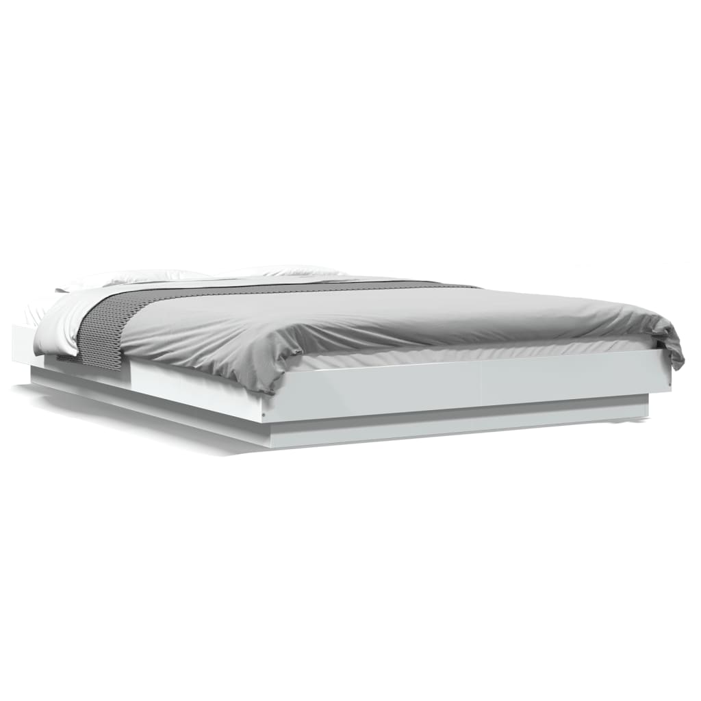 LED White Bed Frame 120x200 cm Wood Based Material
