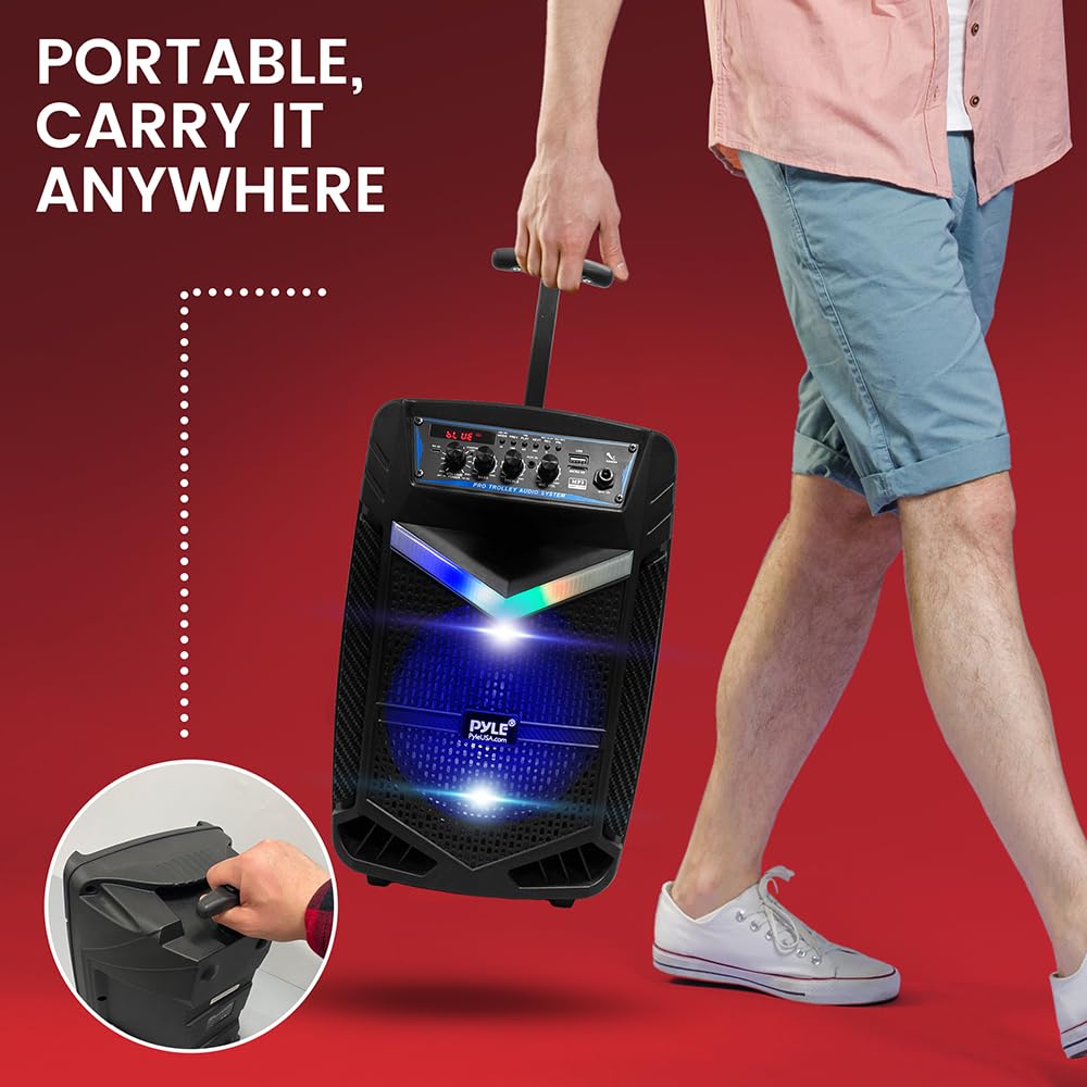Pyle 400W Wireless Bluetooth Outdoor Portable PA System Recording Karaoke DJ Party Rechargeable Radio Pyle PPHP842B Speaker, Rechargeable, Use, 3.1kg