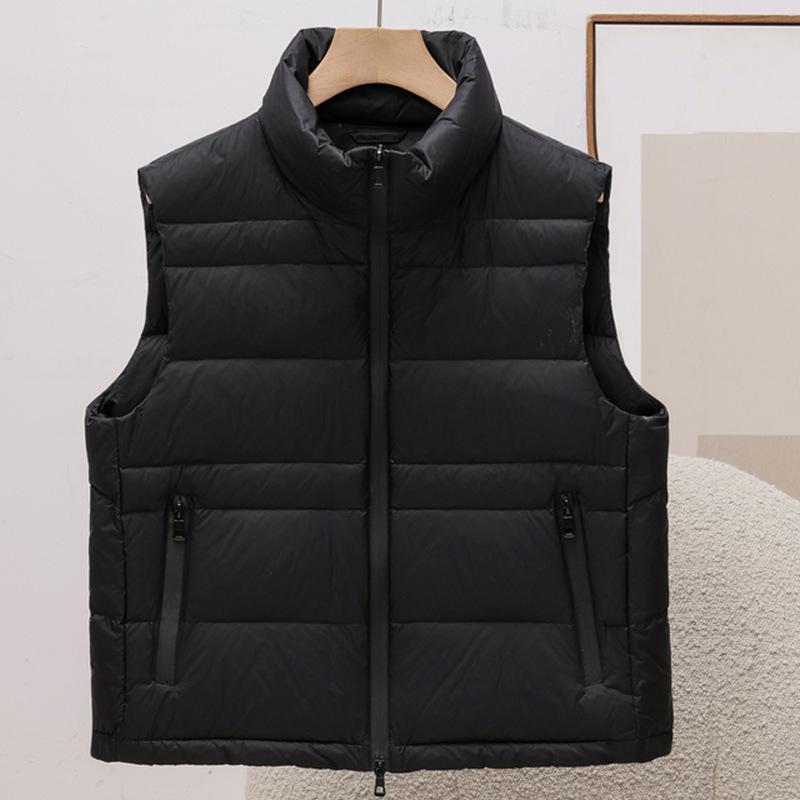 Down jacket vest light and warm autumn new versatile stand-up collar short black and white white duck down new