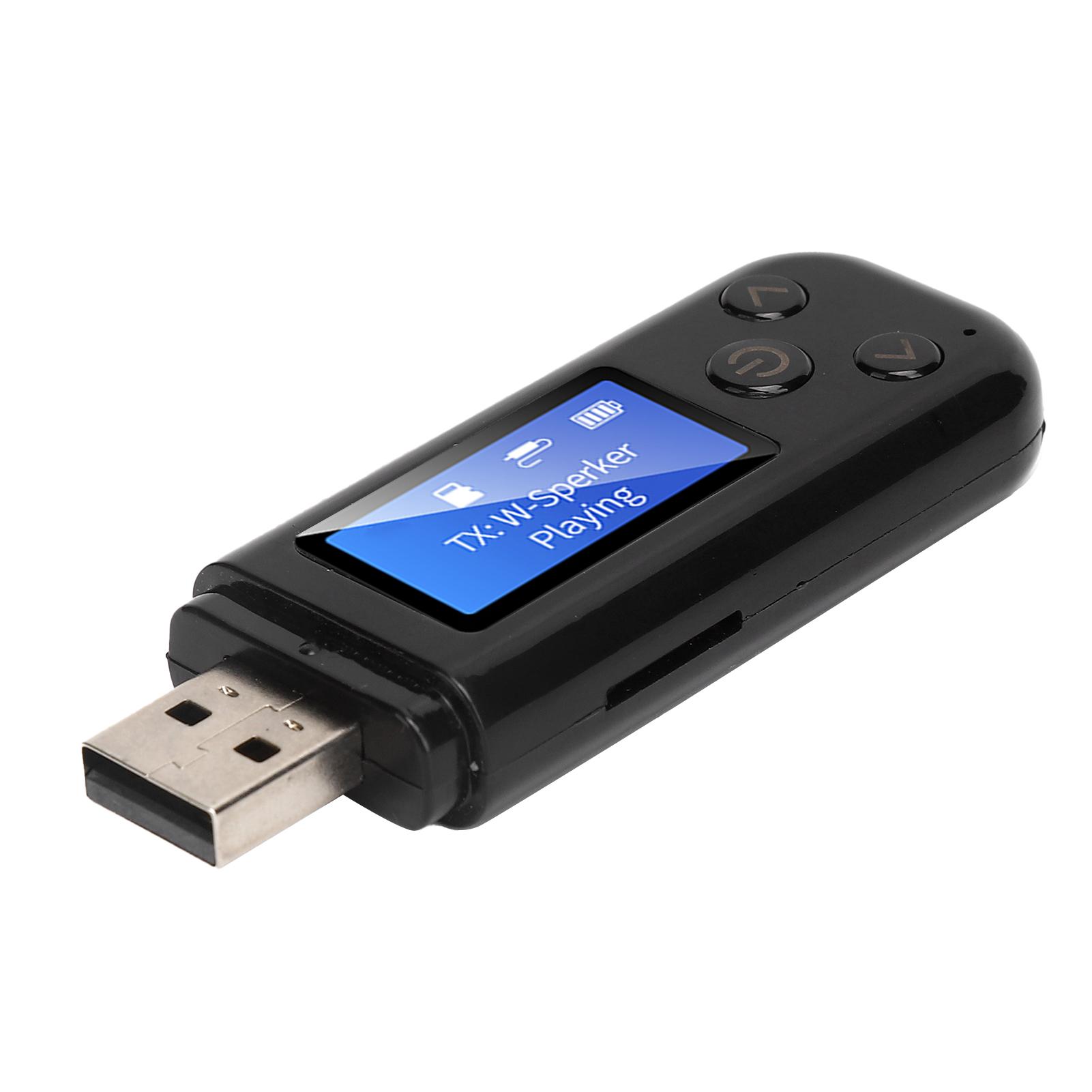 

USB Bluetooth 5.0 Adapter Bluetooth o Receiver Transmitter with LCD Screen 3.5mm AUXBlack чорний
