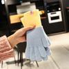 Blue Knitted Plush Gloves for Women's Winter 2025 New Plush Warm Riding Thickened and Cold-proof