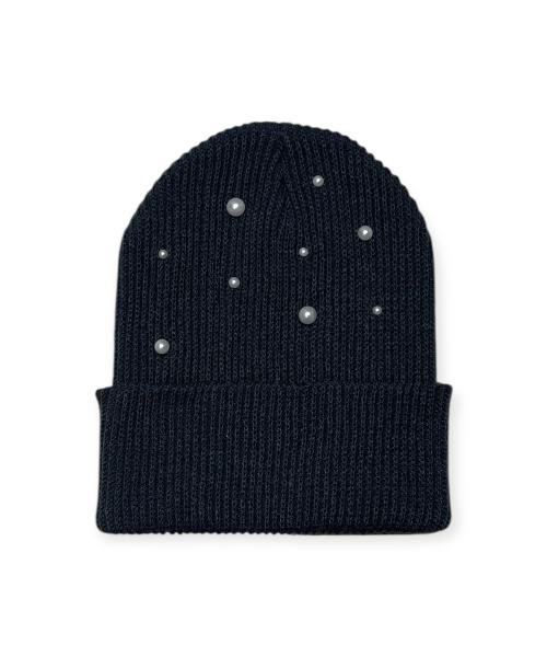 Bonseullipi Stardust Rib Knit Beanie (Charcoal)