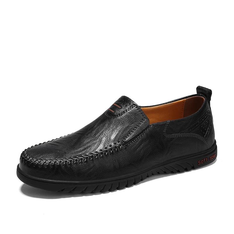 Genuine Leather Men Casual Shoes Luxury Brand Designer Flats Mens Loafers Breathable Slip On Driving Shoes Size 47