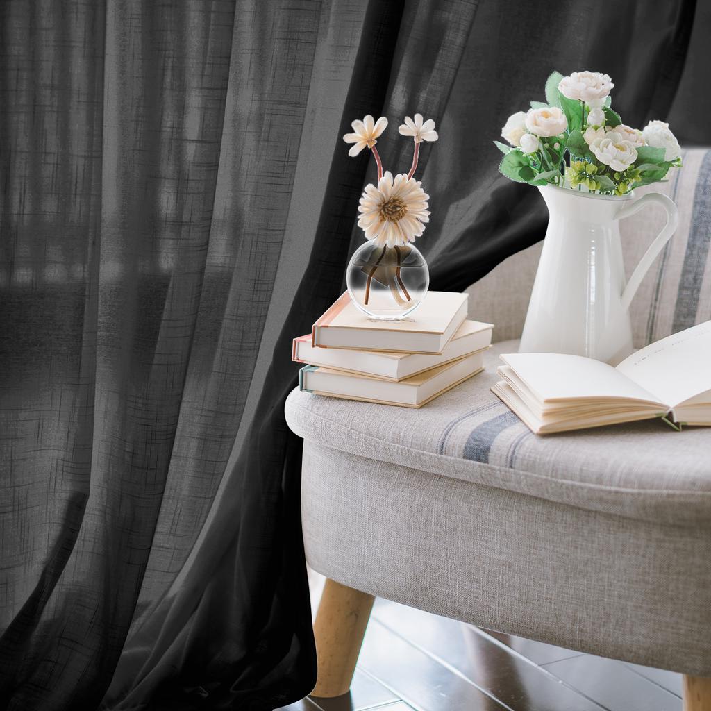 W132CM Sheer Curtains Curtain Sheers Light Filtering Rod Pocket Transparent Voile Curtains for Bedroom Living Room