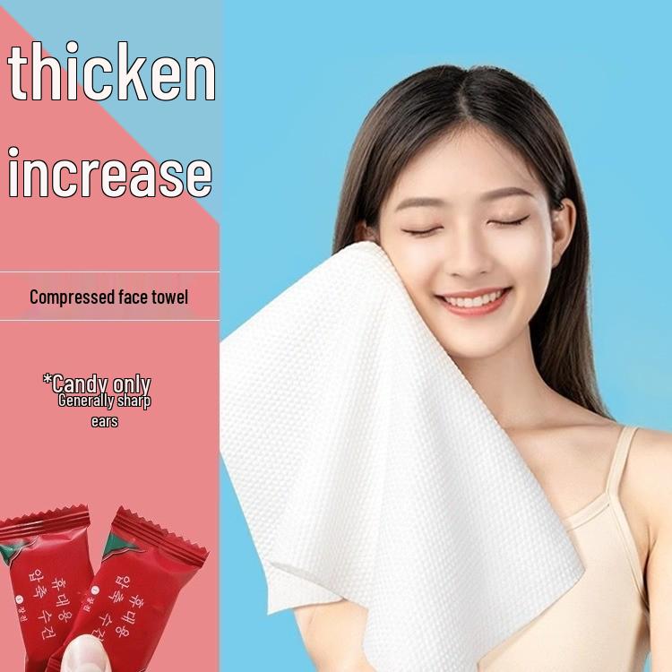 Compact Compressed Pure Cotton Towels - Thick, Individually Wrapped, Perfect for Travel, Easy Makeup Removal.
