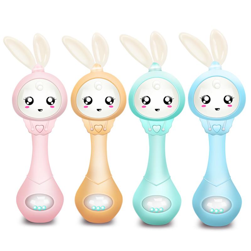 

QWZ Musical Flashing Baby Rattles Teether Rattle Toy Hand Bells Rabbit Hand Bells Newborn Infant Early Educational