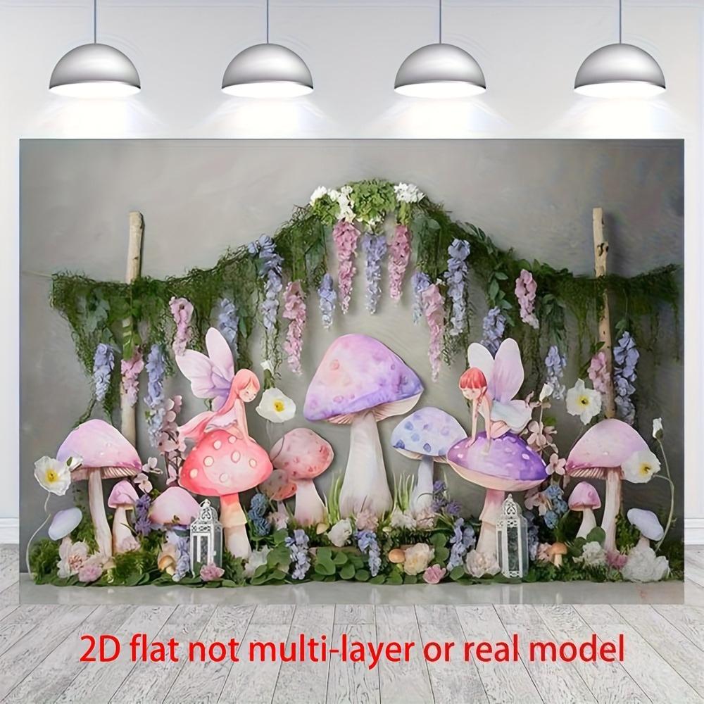 2D Plan 1 Piece Purple Mushroom Fairy Garden Background Magic Forest Photography Prop