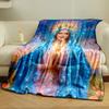 Holy Woman in Blue with Crown BlanketFlannel blanket for bedroom, living room, sofa, and nap