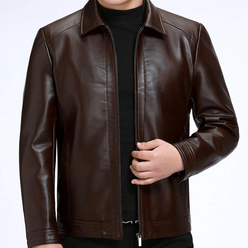 Autumn and Winter Men's Genuine Leather Jackets, Men's Jackets, Middle-aged Business Sheepskin Short Velvet Jackets, Dad Clothes