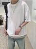 Short Sleeve Solid Layered Loose [Four leaf] Men's T-Shirt, Simple, Color, Stylish, Look, Fit, 3/4 Sleeves, Spring/Summer (XL, White)