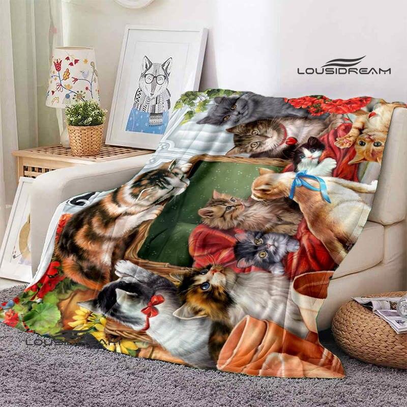 3D-Decke mit Katzendruck, modisch, hält die Decke warm. Flache Zutaten, weich und bequem, Heimreisebettdecke, Geburtstagsgeschenk