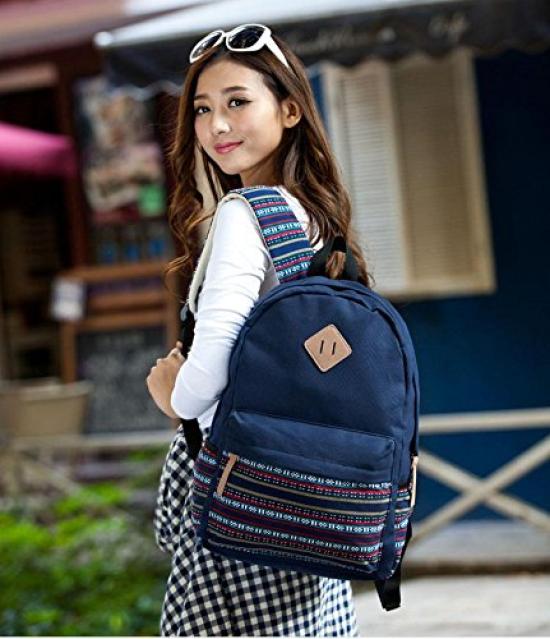 iSmile Backpack, Men's and Women's, Outdoor Canvas, Perfect for Commuting, School, and Casual Use, Blue