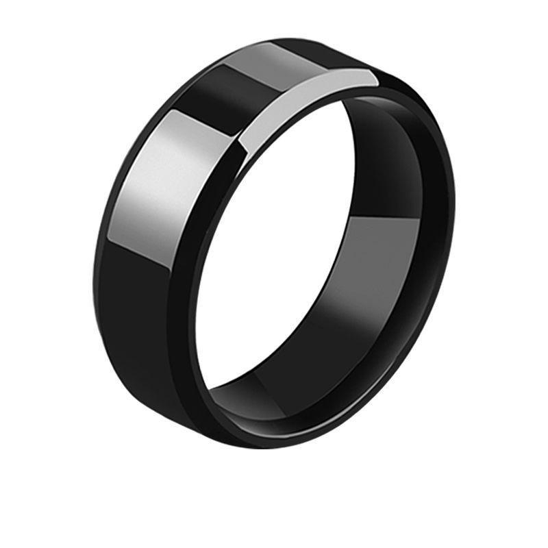 4mm/6mm/8mm Double Beveled Polished Stainless Steel/Titanium Ring - European & American Style