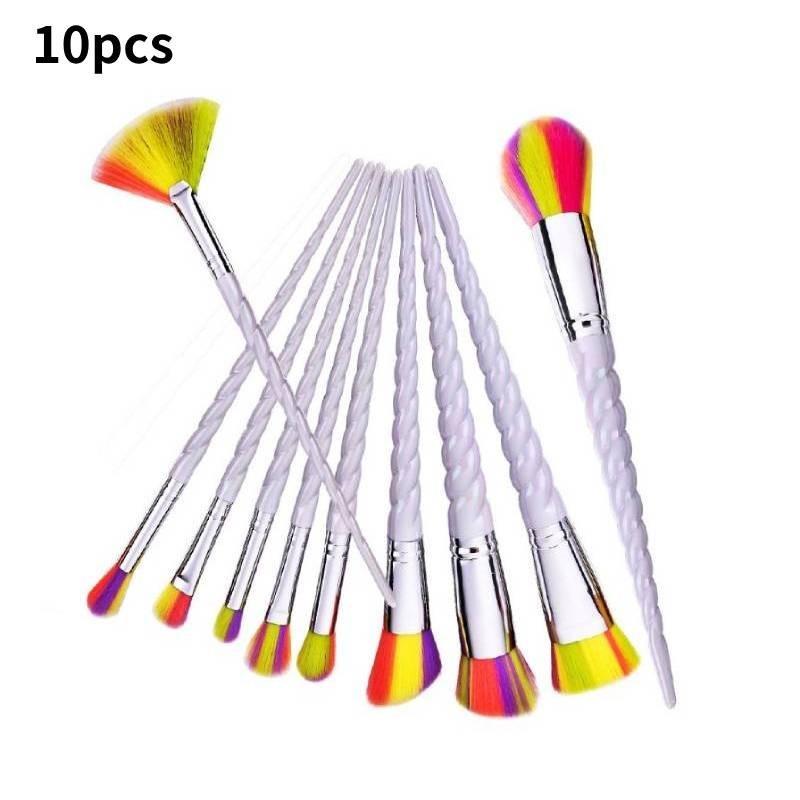 Bunte Einhorn-Make-up-Pinsel mit langem Griff, mit haltbaren Kunststoffgriffen und Nylonborsten