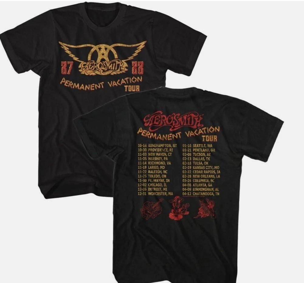 

Aerosmith Permanent Vacation Tour 87-88 Men s T-Shirt Rock Concert Album Unisex T-Shirt XXXXL
