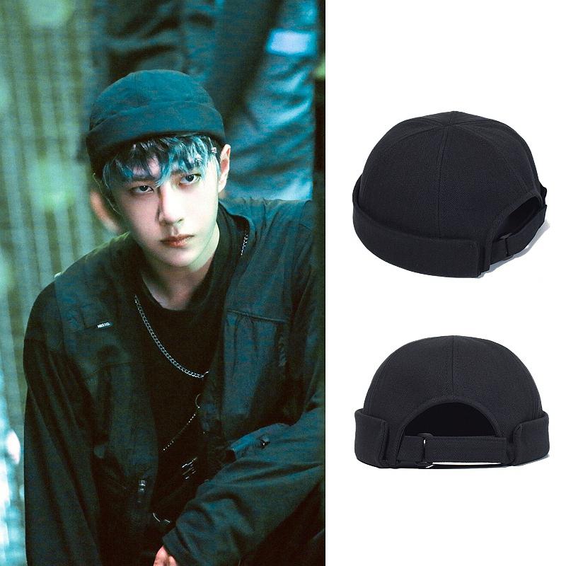 

Cotton Brimless Men Hat Docker Hat Beanie Sailor Hats Cap Cotton Spring Autumn hat Retro Adjustable Men Women Hip Hop Hat Adjustable 56-59 cm чорний
