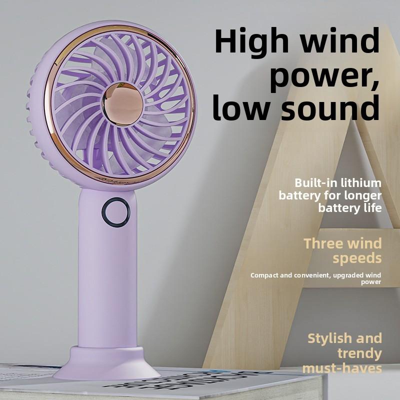 Mini Usb Handheld Fan With Detachable Base And 3speed Adjustable Airflow