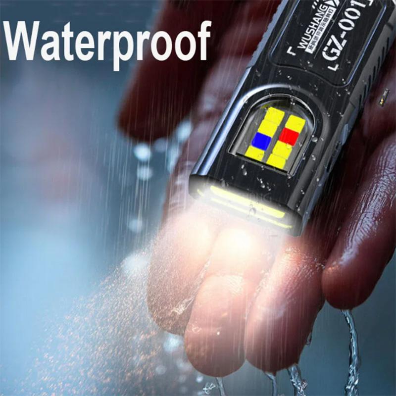 Mini Powerful Cob Led Keychain Flashlight Usb Rechargeable Hanging Work Light Waterproof Keyring Camping Walking Pocket Lamp