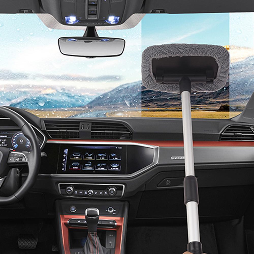 Windshield Cleaning Brush Aluminum Alloy Telescopic Rod Window Demist Brush