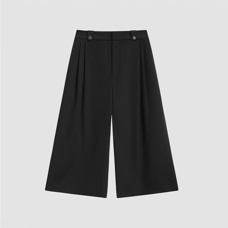 Women's High-Waist Cropped Wide-Leg Suit Pants