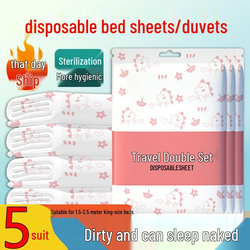 Jednorazowy Zestaw Prześcieradła i Kołdry na Łóżko Podwójne - Niezbędnik Podróżny