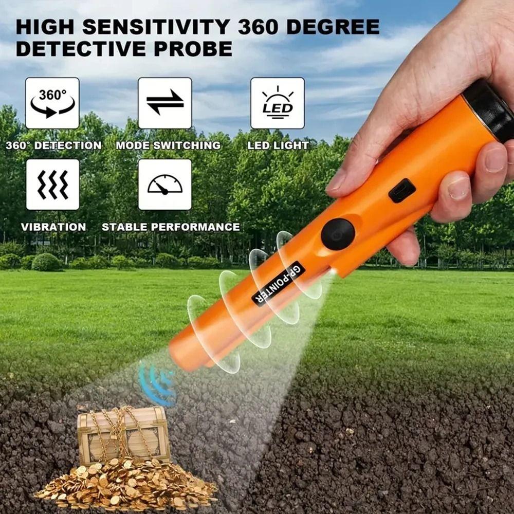 360° Scan Metal Detector With LED Lights Metal Pinpointing Rod  For Treasure Search