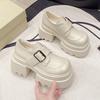 10Cm platform loafers women's 2025 spring new small British style heightening small leather shoes muffin shoes
