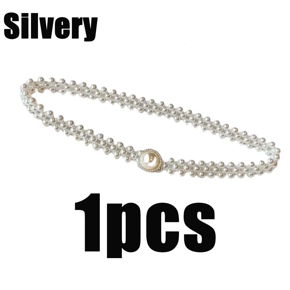 Large Pearl Waist Chain Gold Silver Plastics Women's Elastic Belt With Ecoration All-Match Skirt Fashion Casual Luxury Design