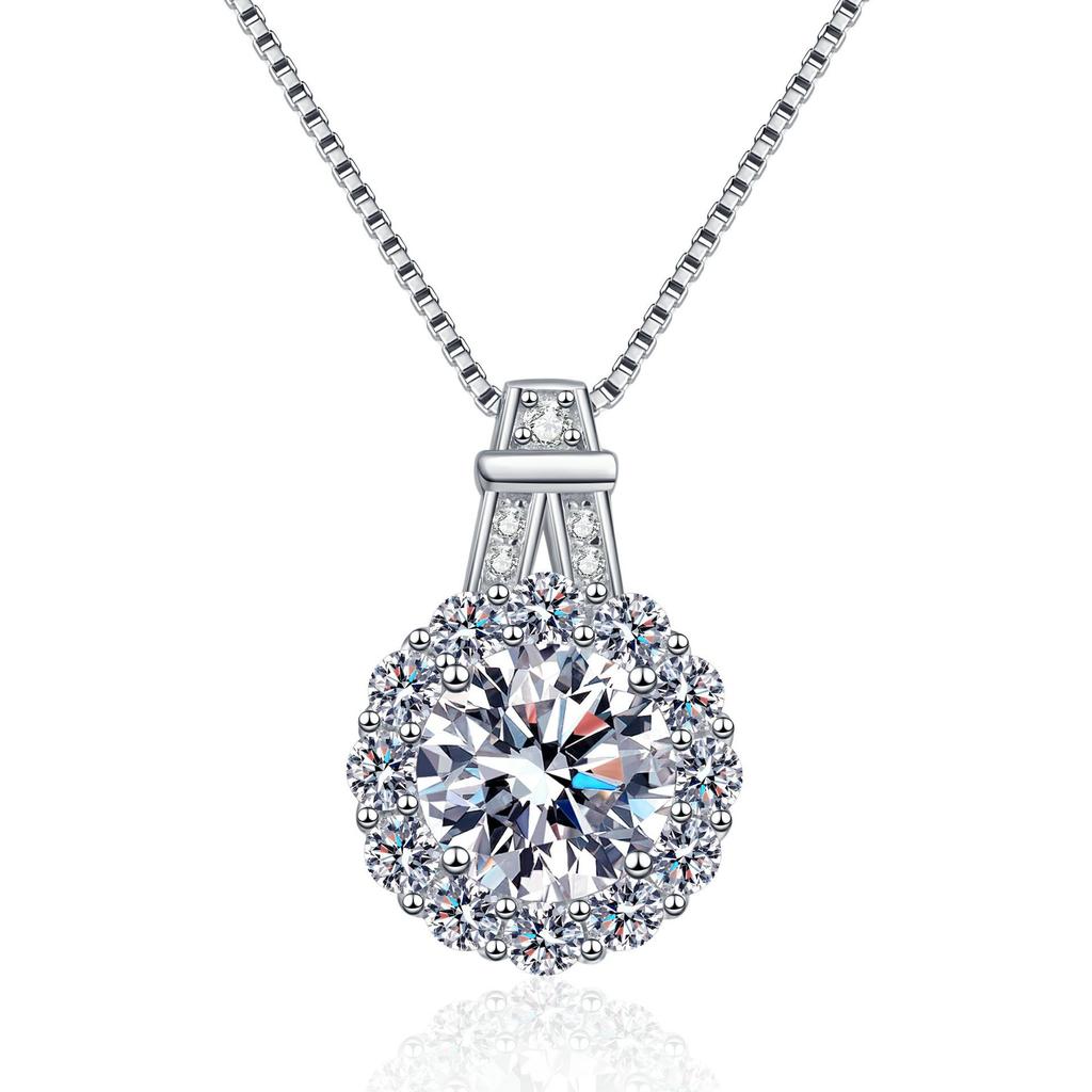 Yin Baichuan S925 Sterling Silver Moissanite Sunflower Pendant Necklace for Women - Stylish & Versatile