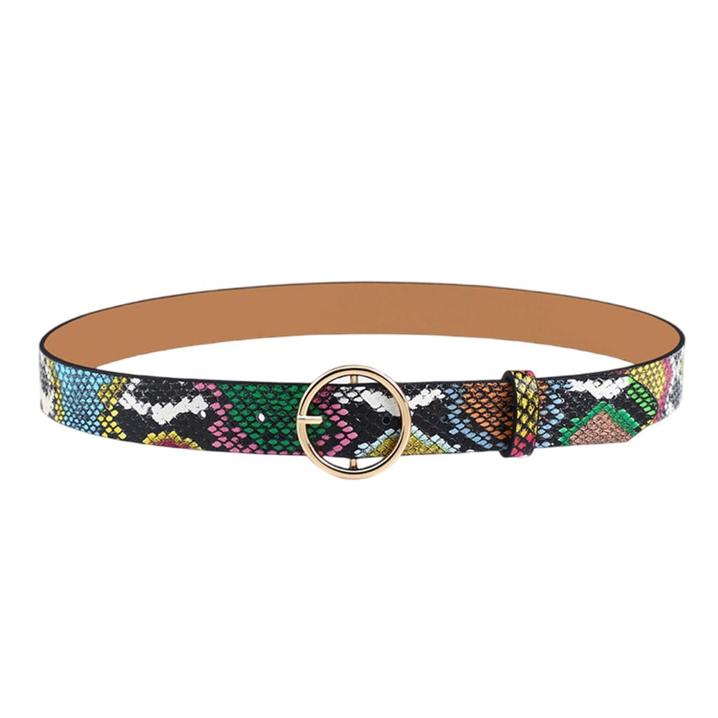 Green Snake Pattern Adjustable Pu Leather Belt For Men And Women Stylish Waistband With Material
