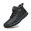 Hand-stitching Leather Men Boots Genuine Leather Casual Leather Shoes Men Ankle Boots