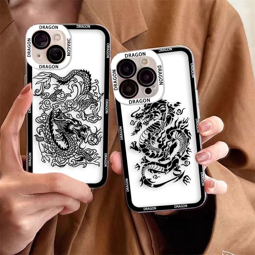 Oriental Style Chinese Dragon Clear Phone Case For Samsung Galaxy S26 S25 S24 S23 S22 S21 S20 FE PLUS ULTRA EDGE TPU Case Shell