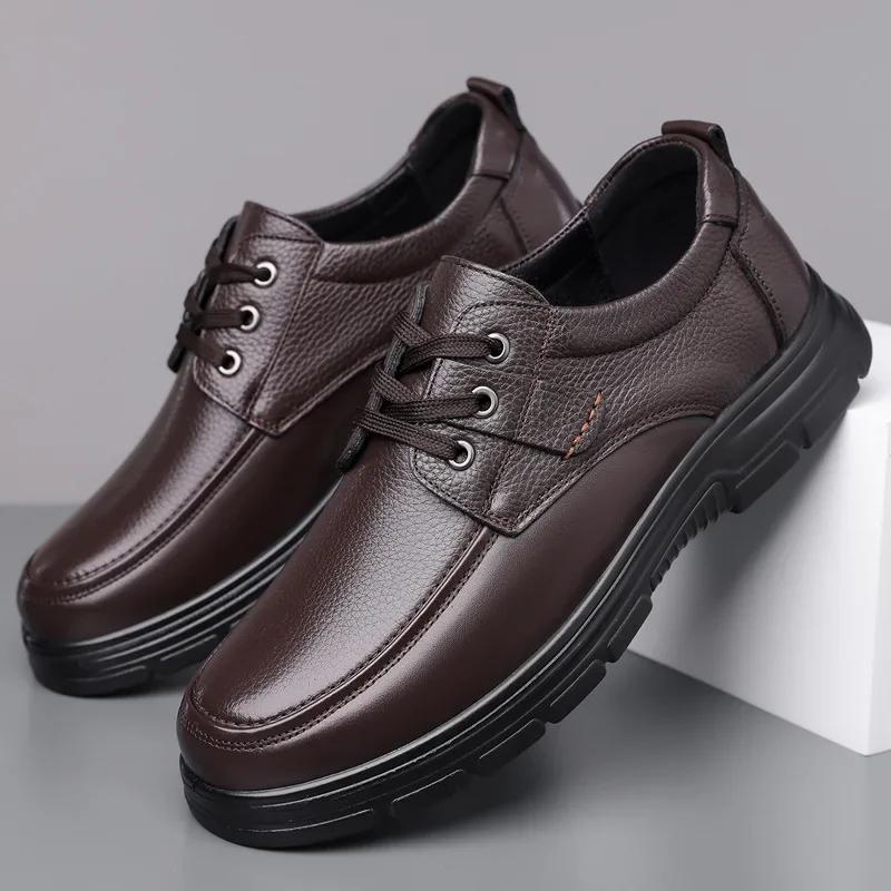 High Quality Fashion Cowl Leather Shoes Business Dress Shoes for Men New Designer Dad Shoes Man Solid Color Casual Loafers Male