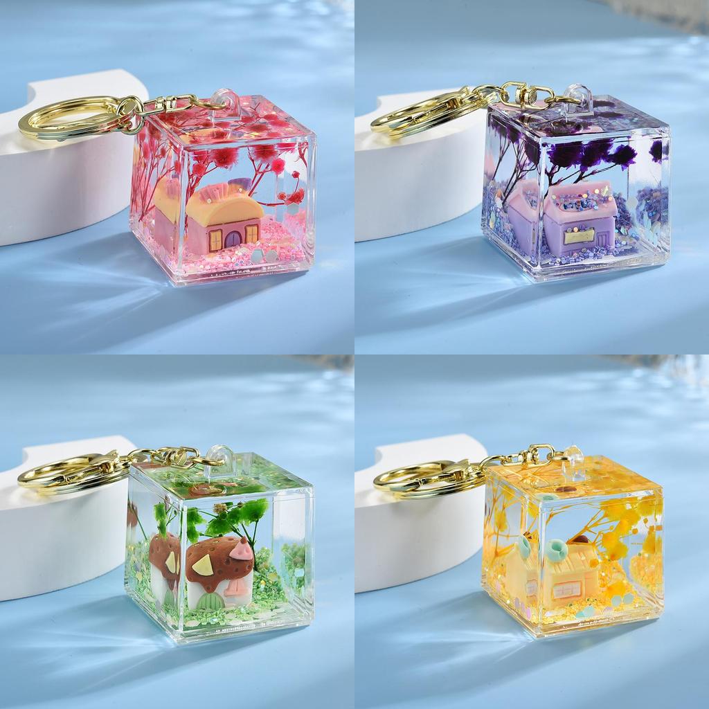 Acrylic Sand Flow Keychain For Couples And Teens With Gold Clasp Perfect For Gifts And Party Decor