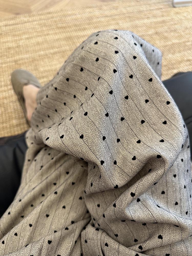 Women's Summer 2025 Khaki Polka Dot Wide-Leg Trousers