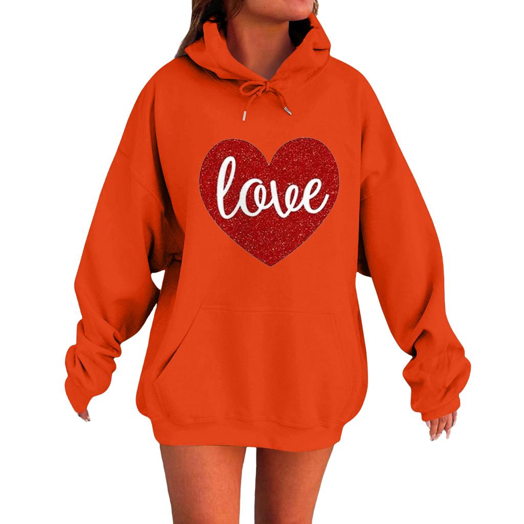 Women's Loose Comfortable Casual Fashionable Love Printed Long Sleeved Sweatshirt
