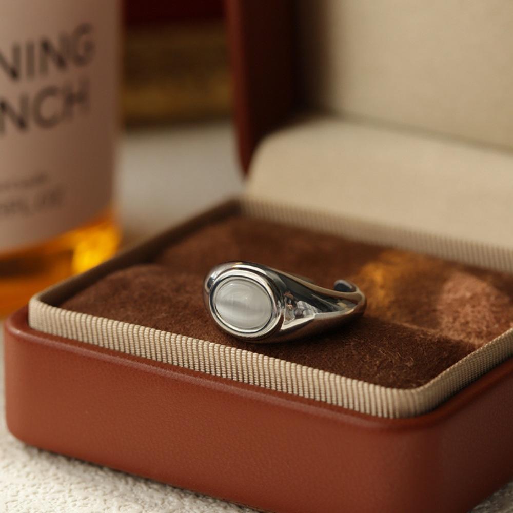 Opal ring, women s atmospheric minimalist design, a frigid wind open ring