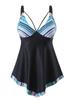 Plus Size 2025 Digital Print Women's Two-Piece Swimsuit - Blue
