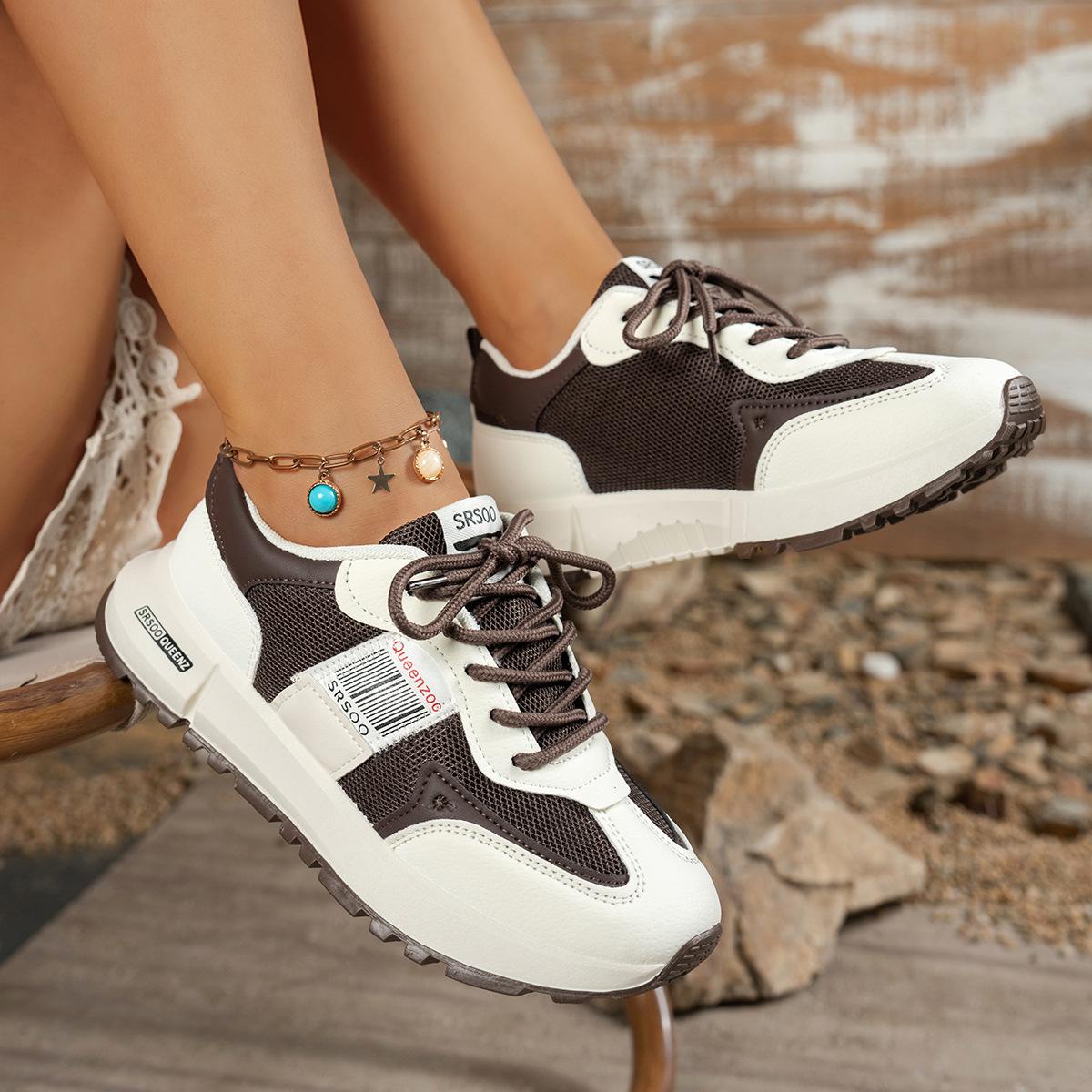 

Casual sports shoes women s 2025 new spring and autumn Forrest Gump shoes mesh shoes breathable mesh white shoes thin dad shoes summer 41 коричневый