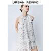 Women's Floral Halter Neck Ruffle Midi Dress