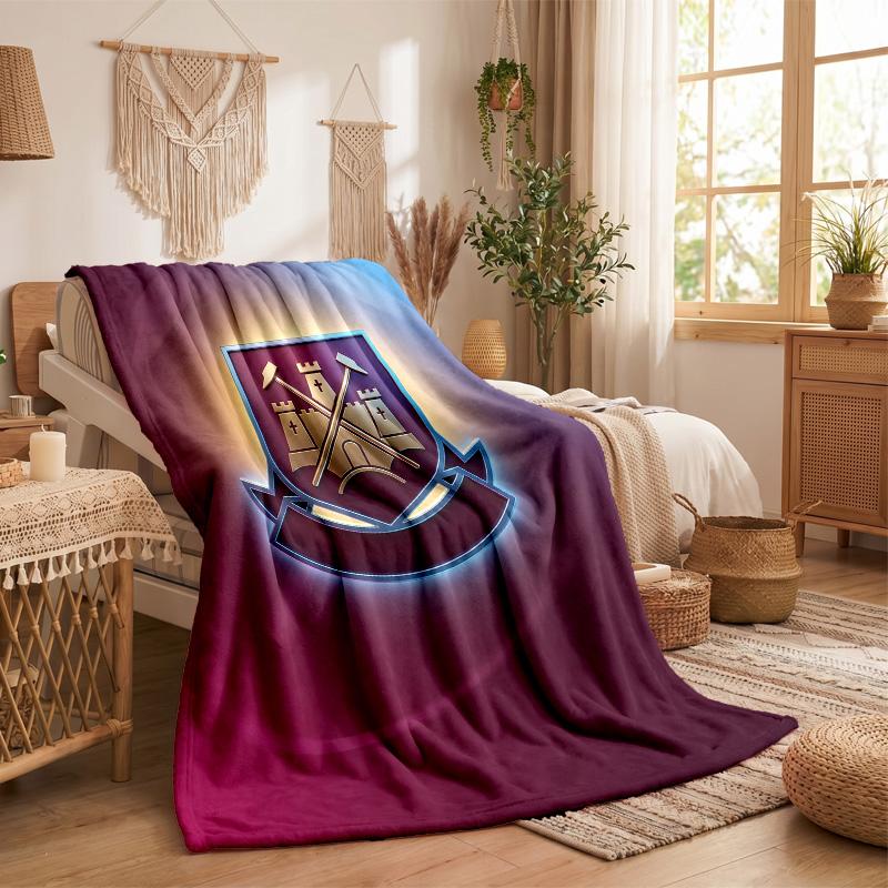West Ham United Football Print Flannel Blanket Soft Warm Sofa Bed Throw Blanket For Home Office Bedroom