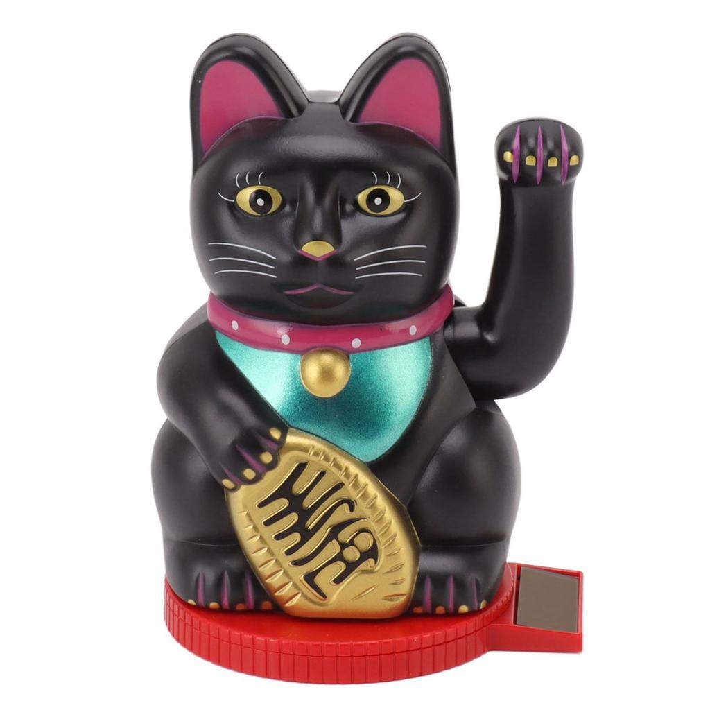 Winkender Arm, Glückskatze, solarbetrieben, Lichtsensor, drehbare Basis, bringt Reichtum und Glück, 12,7 cm